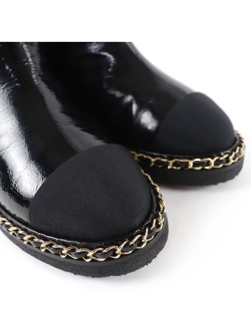 Chanel Coco Mark Boa Leather Short Boots Black 36 Boxes - Picture 8 of 13